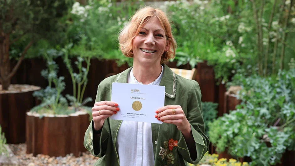 RHS Chelsea Flower Show - mgr Changing Tides Garden — rhs chelsea flower show 2023 mgr changing tides garden lucy with the gold