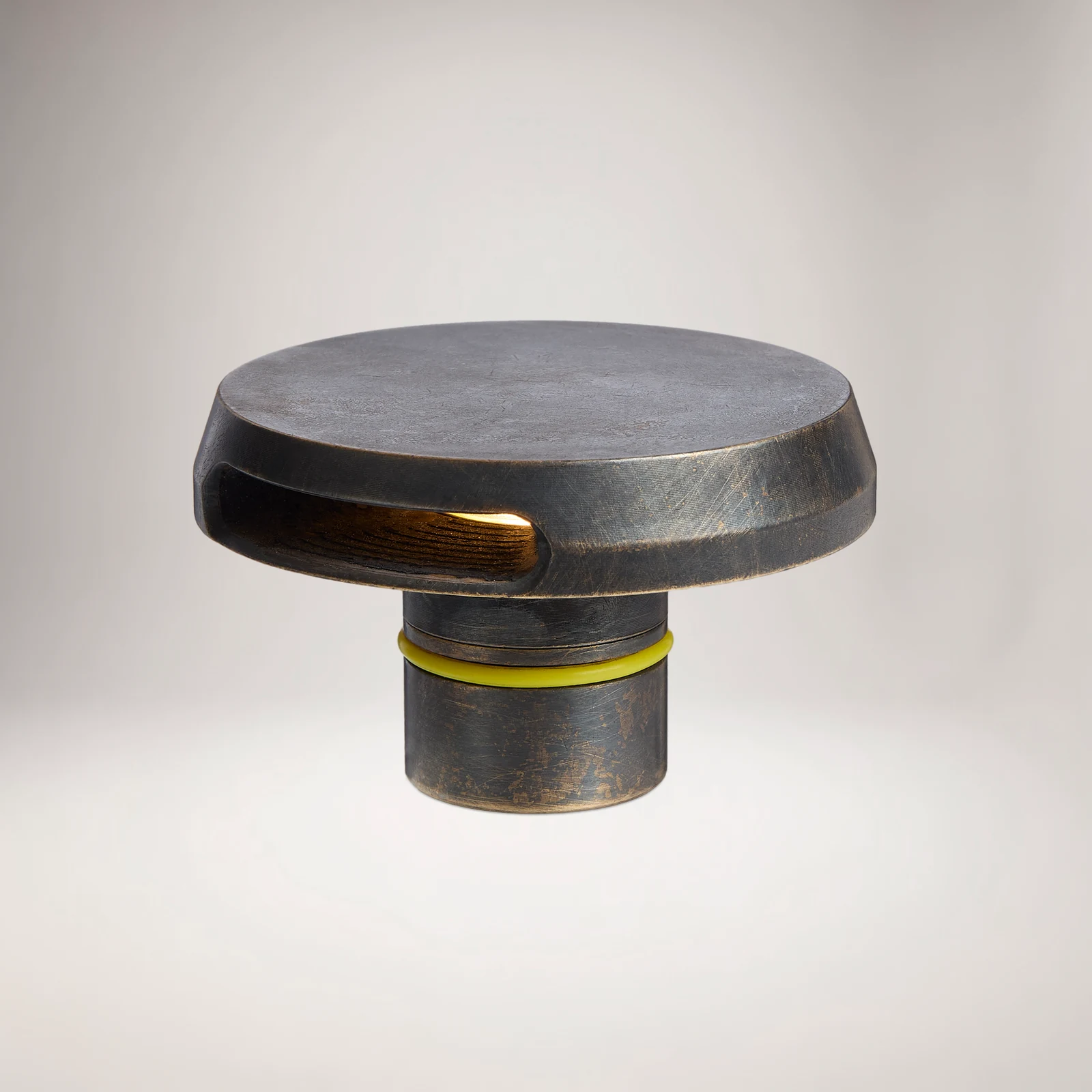 Dimpsy path marker in patinated brass.